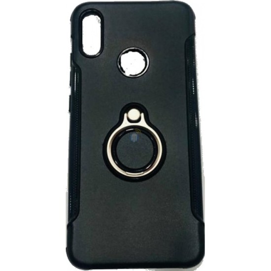 CAPA DE SILICONE COM METAL E ANEL DE DEDO XIAOMI REDMI NOTE 5 PRO PRETO